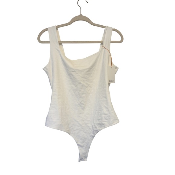Quince Tops - NWT Quince Organic Cotton Stretch Scoop Neck Bodysuit White Large